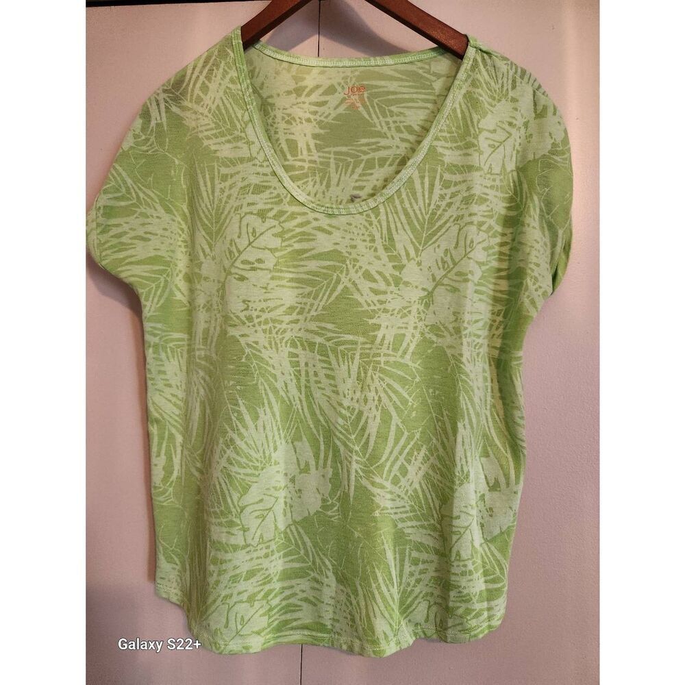 E15 JOE Fresh tropical pattern green short sleeved t-shirt Sz Medium